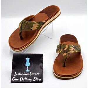 WARFIELD & GRAND Men's Camouflage Leather Casual Flip-Flops Sandals Sz 9 2297